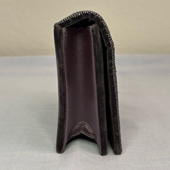 Vintage Black Pressed Velvet with Silver Floral Beading Clutch or Shoulder Bag - Picture 4 of 11